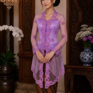 kebaya unggu sedang furing applique bunga 3d lengan panjang pesta elegan