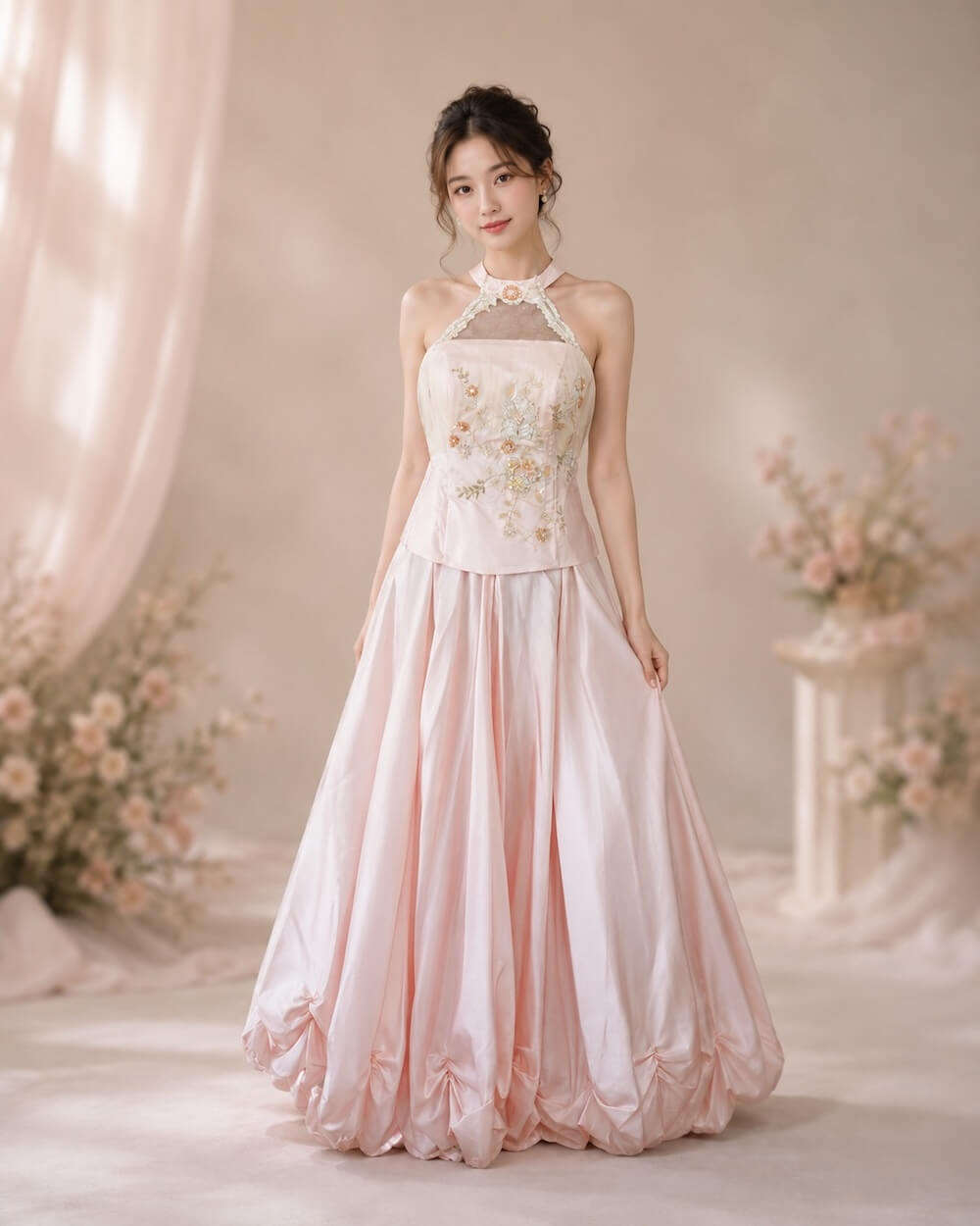 set rok atasan peace payet kerah turtleneck rok balon pesta anak muda